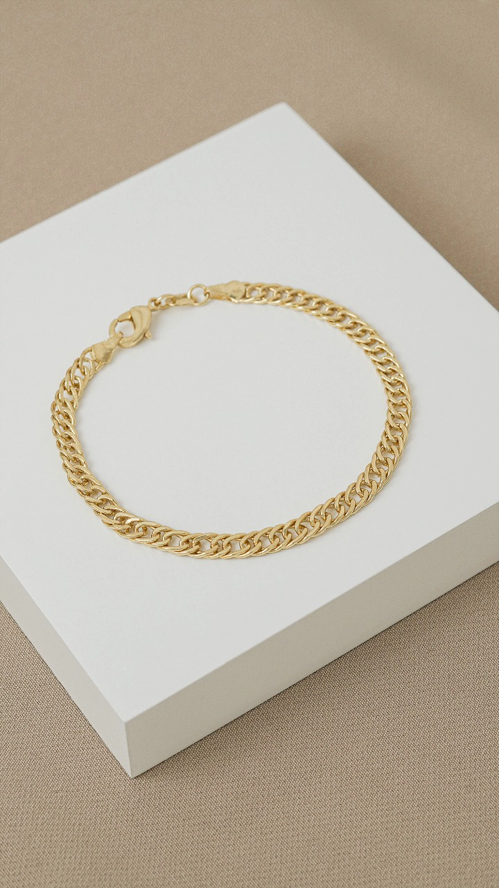 PULSERA CUBANA CONTINUA ORO LAMINADO 18K - 1