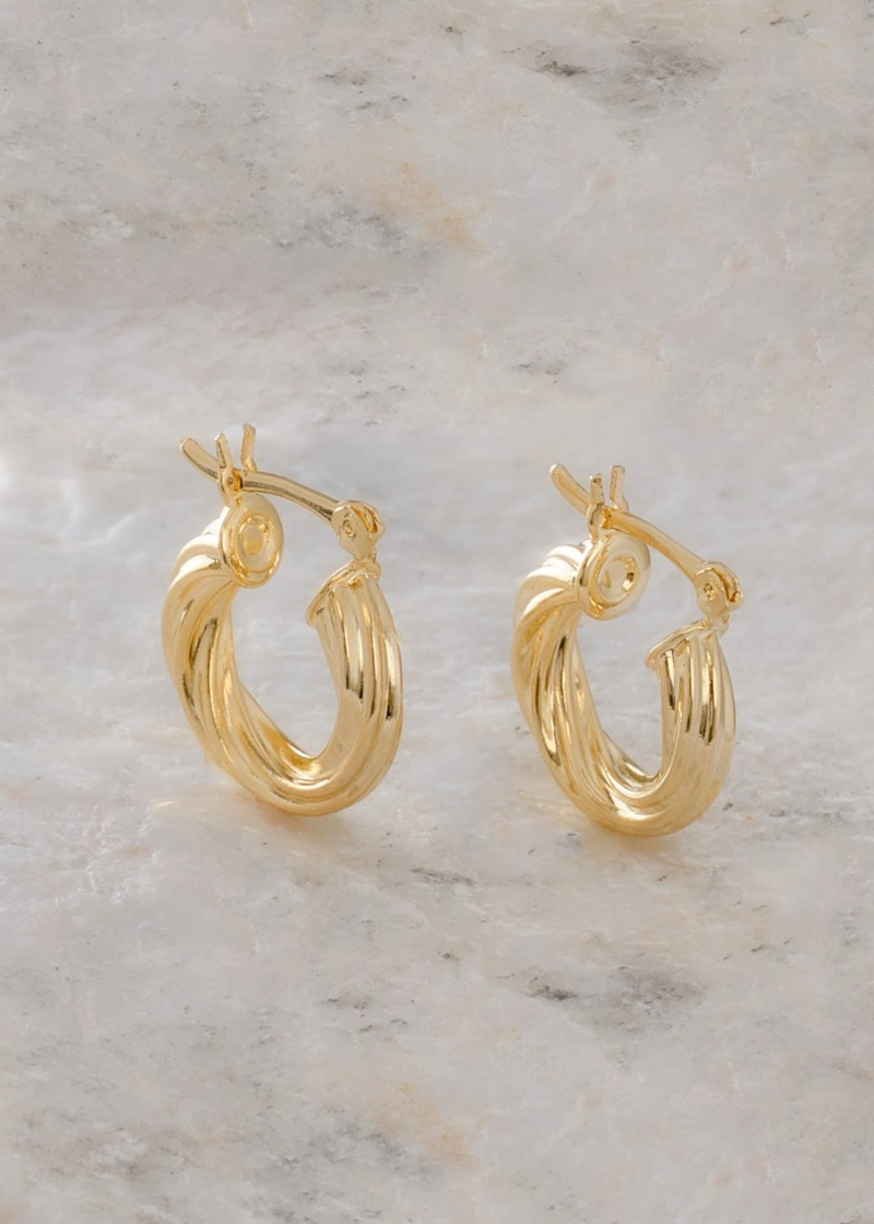 AROS CANDONGA TWISTED STRIPES 2CM ORO LAMINADO 18K - 2