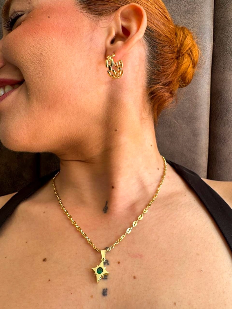 COLGANTE ESTRELLA CIRCONIA ORO LAMINADO 18K - 4