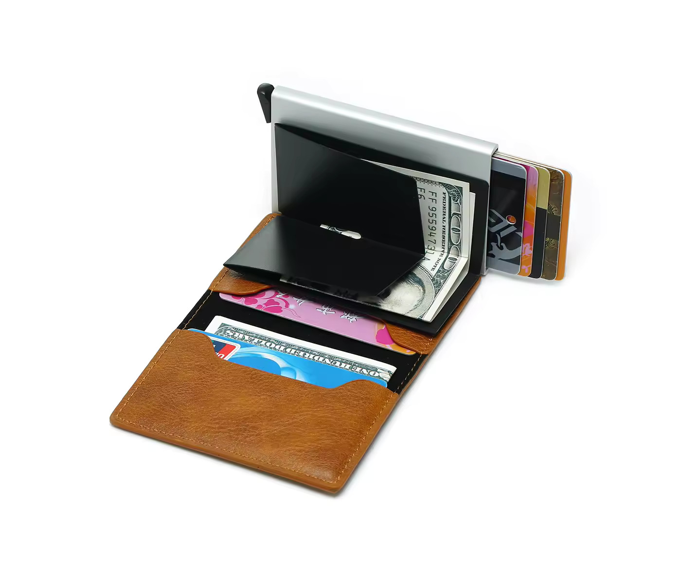 BILLETERA Y TARJETERO RFID ANTI-CLONACIÓN CAFÉ OSCURO - 2
