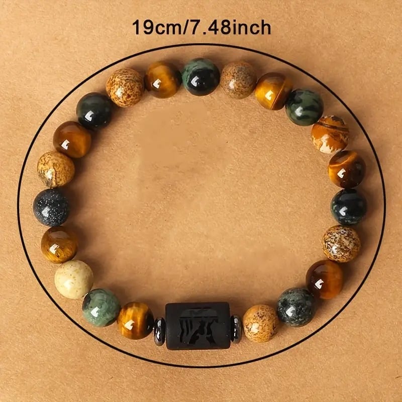 PULSERA ZODIACO PIEDRA OJO DE TIGRE ACUARIO - 3