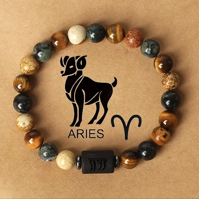 PULSERA ZODIACO PIEDRA OJO DE TIGRE ARIES - 1