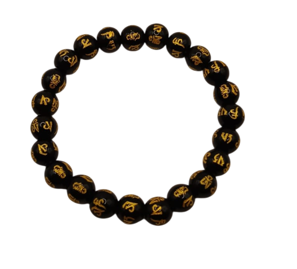 PULSERA TIBETANA DE OBSIDIANA CON MANTRAS TALLADOS - 3