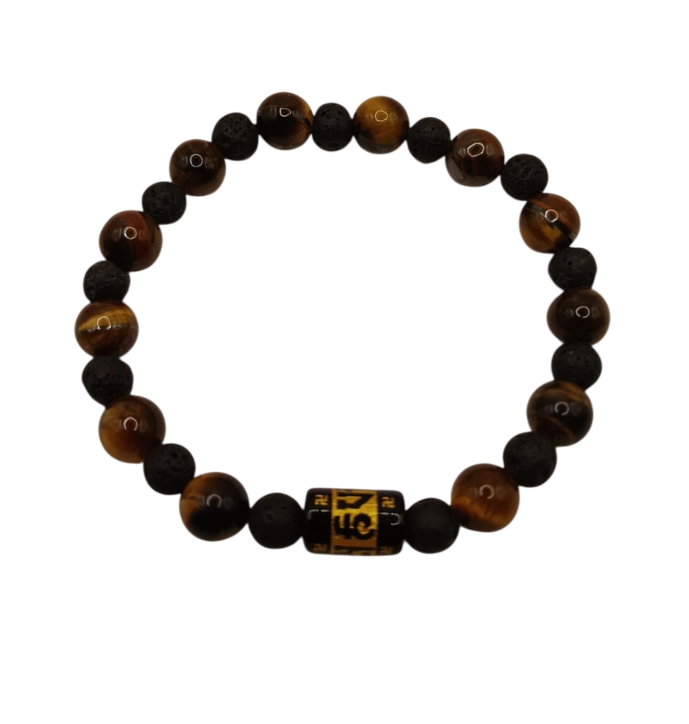 PULSERA DE MANTRA DE PROTECCIÓN CON OJO DE TIGRE Y PIEDRA VOLCÁNICA - 3