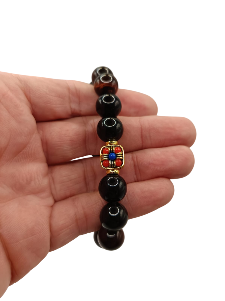 PULSERA DE ÓNIX CON DIJE BUDISTA NEPALÉS – PROTECCIÓN, CONSCIENCIA Y CALMA INTERIOR EN COLOR ROJO - 2