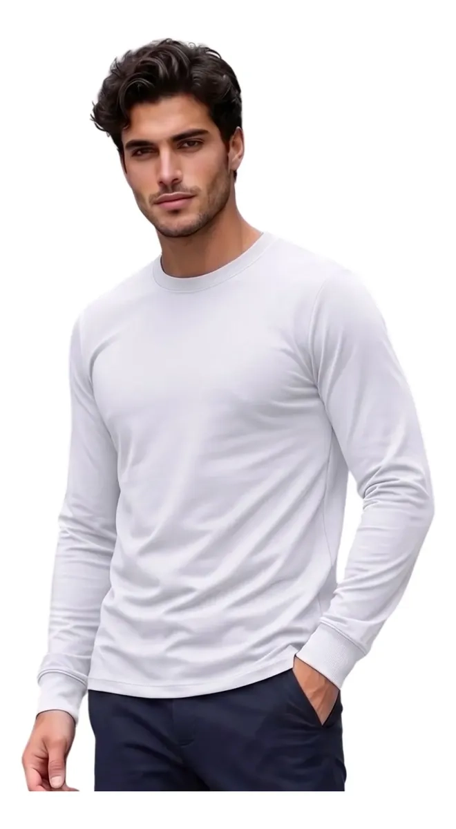 CAMISETA MANGA LARGA ALGODON, NEGRA, GRIS, BLANCO. ADULTO .11 - 2