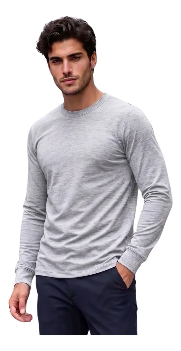 CAMISETA MANGA LARGA ALGODON, NEGRA, GRIS, BLANCO. ADULTO .11 - 2