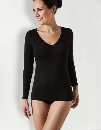 CAMISETA MUJER, JUVENIL, NINA, MANGA LARGA, ALGODON 114 Negro L-XL