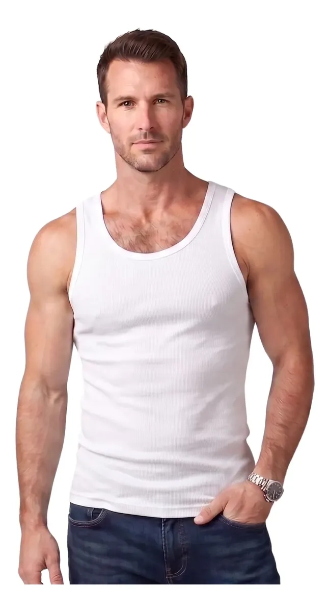 CAMISETA SIN MANGA ALGODON, NEGRA, GRIS, BLANCO. ADULTO 045 - 2