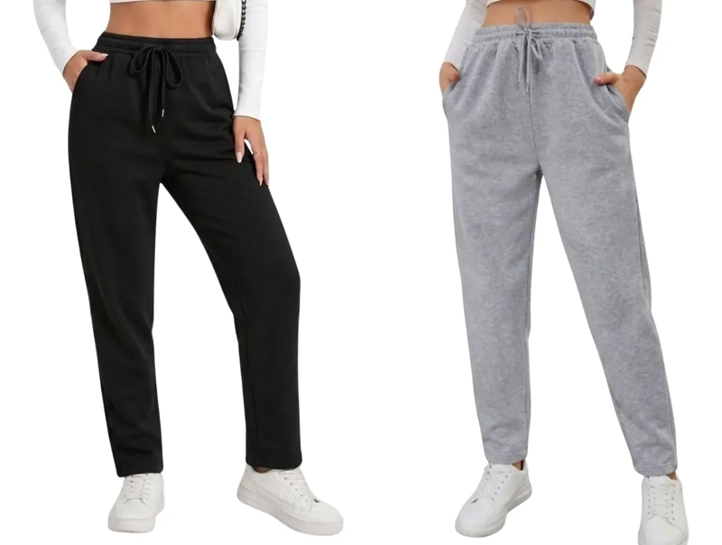 PACK 2 PANTALONES RECTO JOGGER BUZO MUJER ALGODON FORRO POLAR 138 - 2