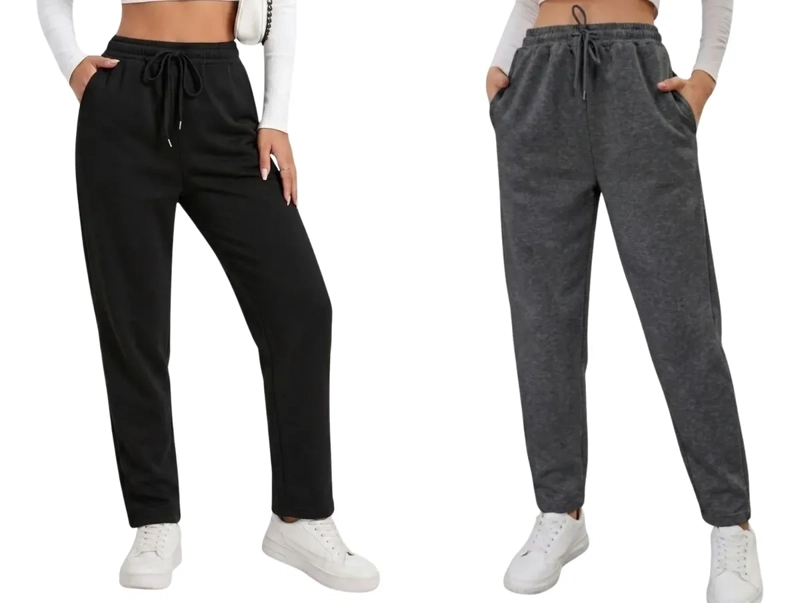 PACK 2 PANTALONES RECTO JOGGER BUZO MUJER ALGODON FORRO POLAR 138 - 3
