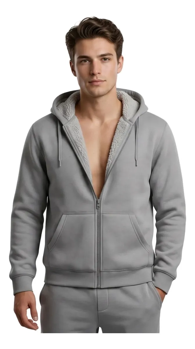 POLERON CANGURO HOMBRE COLORES. FORRO POLAR CAPUCHA. 807 - 1