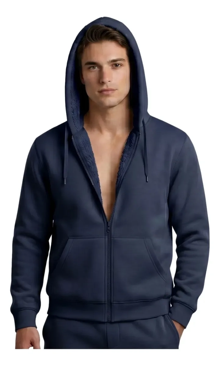 POLERON CANGURO HOMBRE COLORES. FORRO POLAR CAPUCHA. 807 - 2
