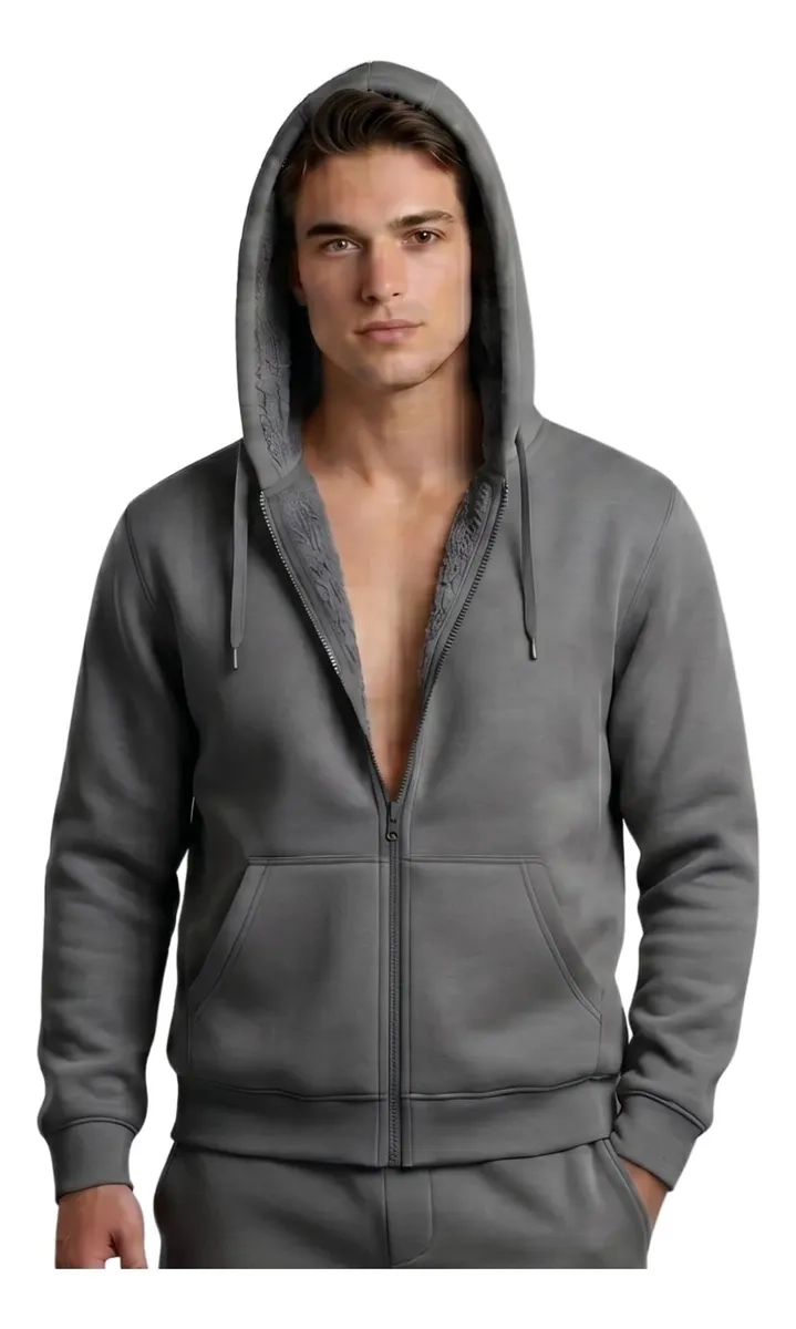 POLERON CANGURO HOMBRE COLORES. FORRO POLAR CAPUCHA. 807 - 2