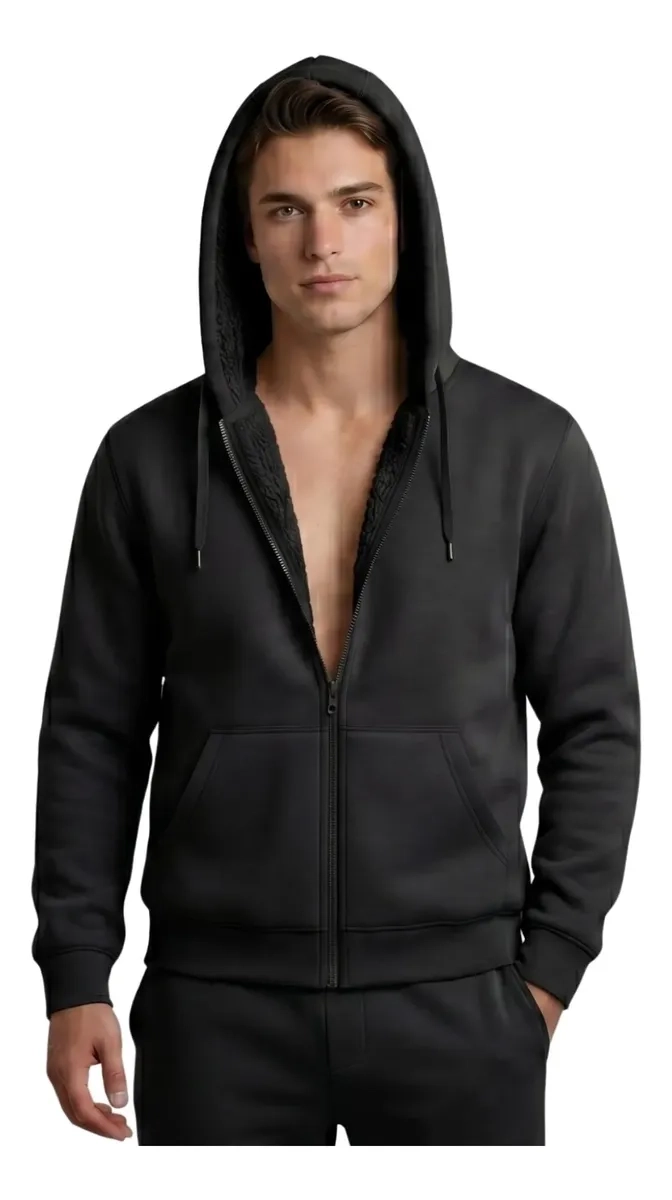 POLERON CANGURO HOMBRE COLORES. FORRO POLAR CAPUCHA. 807 - 2