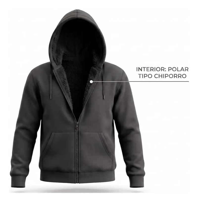 POLERON CANGURO HOMBRE COLORES. FORRO POLAR CAPUCHA. 807 - 5