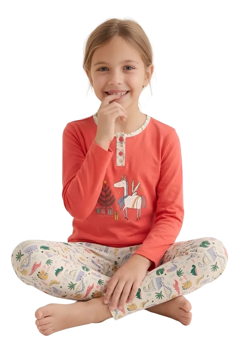 PIJAMA NIÑA VERANO MANGA LARGA DISEÑOS 404 - 1