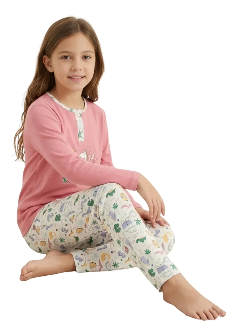 PIJAMA NIÑA VERANO MANGA LARGA DISEÑOS 404 - 1