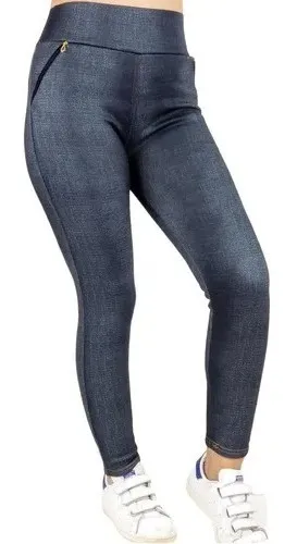 PANTALON CALZA TELA JEANS FORRO PIEL. LEGGINS CIERRES. 338 - 3