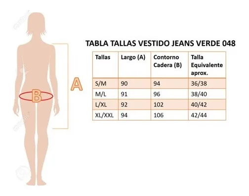 VESTIDO CORTO TELA JEANS MUJER ALGODON MEZCLILLA MANGA 048 - 4