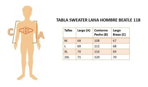 SWEATER LANA HOMBRE CUELLO SUBIDO BEATLE EXCELENTE CALIDAD 118 - 5