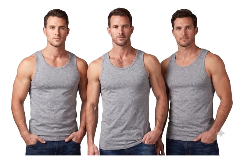 PACK 3 CAMISETAS ALGODON SIN MANGA, EN COLOR EN COLOR NEGRO, GRIS, EN COLOR BLANCO, 045 - 1