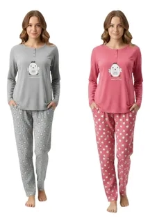 PACK 2 PIJAMA MUJER MANGA LARGA. PANTALON Y POLERA. OFERTA 420 - 1