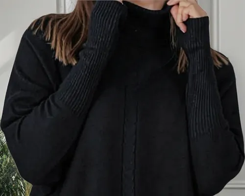 POLERA MANGA LARGA TEJIDA. SWEATER CUELLO ALTO HILO. COLORES 002 - 1