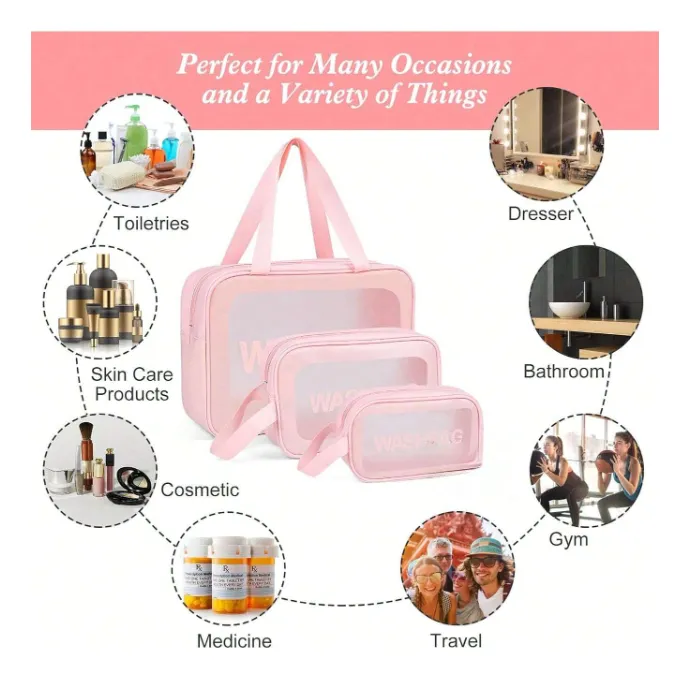 PACK 3 ESTUCHES, COSMETIQUEROS, 3 MEDIDAS WASHBAG. NECESER - 8