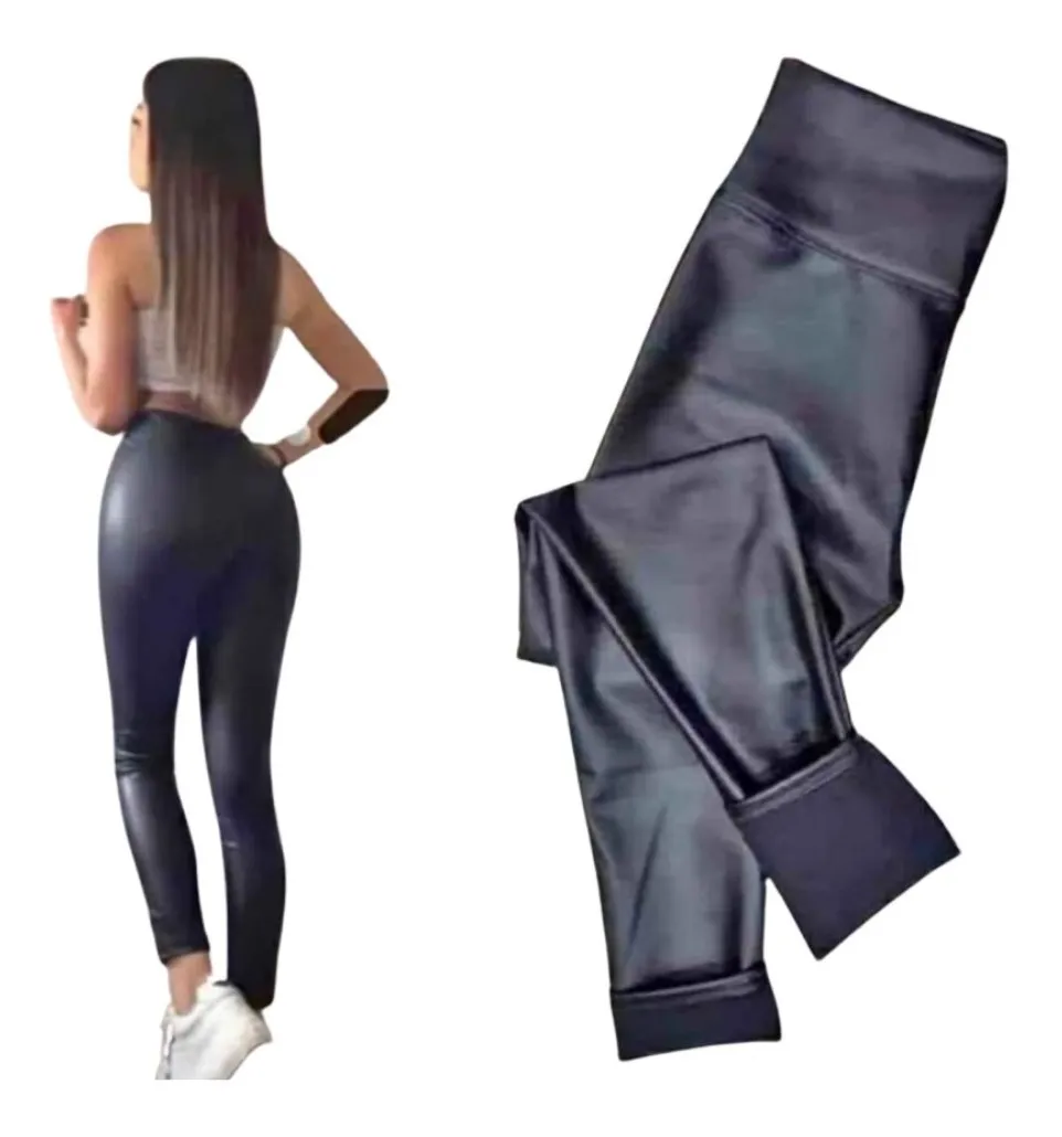 PANTALÓN CALZA ECOCUERO. LEGGINS SIMIL CUERO. BOLSILLOS. 002 - 3