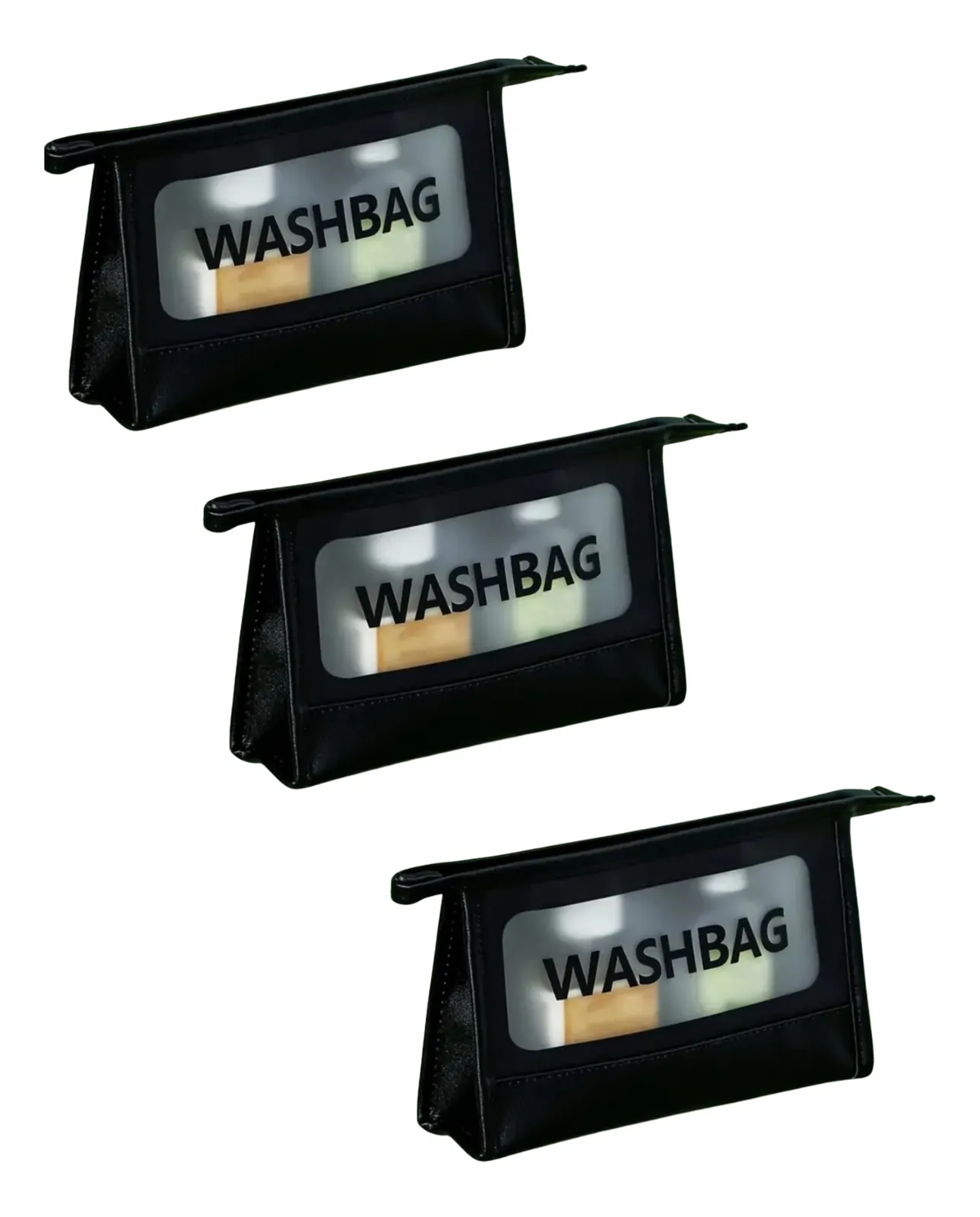 PACK 3 COSMETIQUEROS, ESTUCHE PRACTICO WASHBAG. NECESER. OF 253 Negro