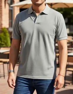 POLERA PIQUE HOMBRE PREMIUM TEXTURA SUAVE. 3 BOTONES UV .M16 *001 - 1