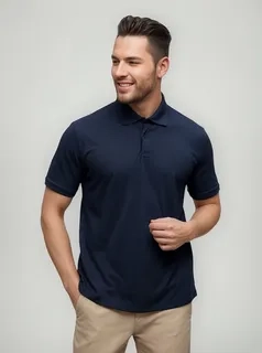 POLERA PIQUE HOMBRE PREMIUM TEXTURA SUAVE. 3 BOTONES UV .M16 *001 - 1