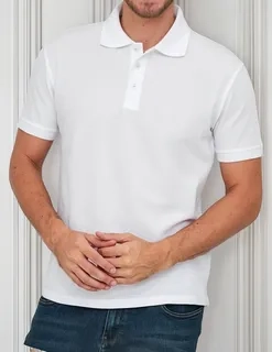POLERA PIQUE HOMBRE PREMIUM TEXTURA SUAVE. 3 BOTONES UV .M16 *001 Blanco L