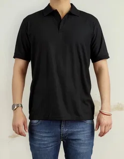 POLERA PIQUE HOMBRE PREMIUM TEXTURA SUAVE. 3 BOTONES UV .M16 *001 Negro XL