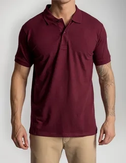 POLERA PIQUE HOMBRE PREMIUM TEXTURA SUAVE. 3 BOTONES UV .M16 *001 Burdeo XXL