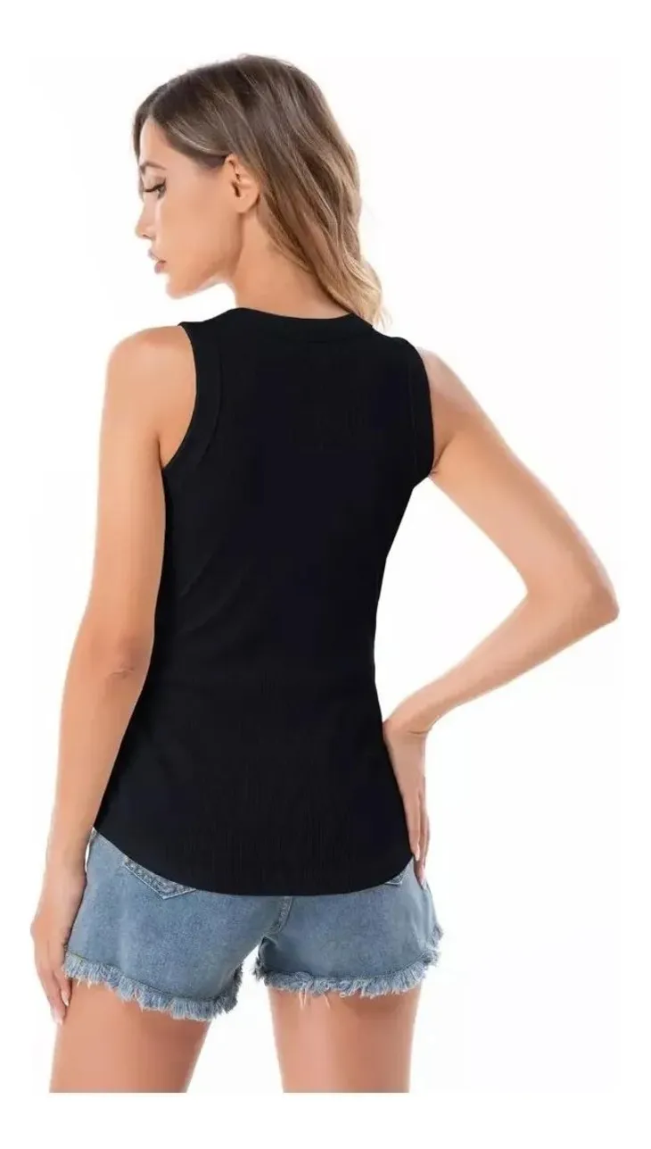 TOP ACANALADO. CAMISETAS SIN MANGAS MUJER, POLERA BASIA. 001 - 4