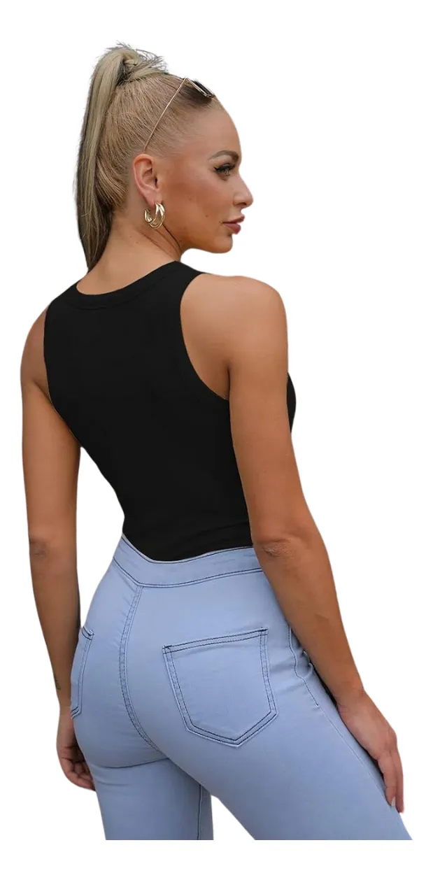 TOP ACANALADO. CAMISETAS SIN MANGAS MUJER, POLERA BASIA. 001 - 5