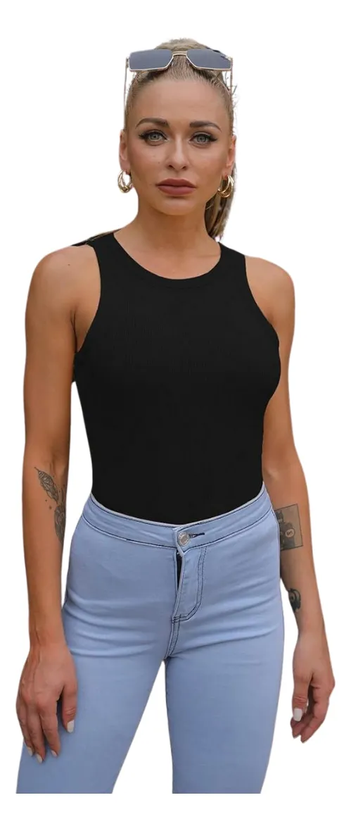 TOP ACANALADO. CAMISETAS SIN MANGAS MUJER, POLERA BASIA. 001 - 6