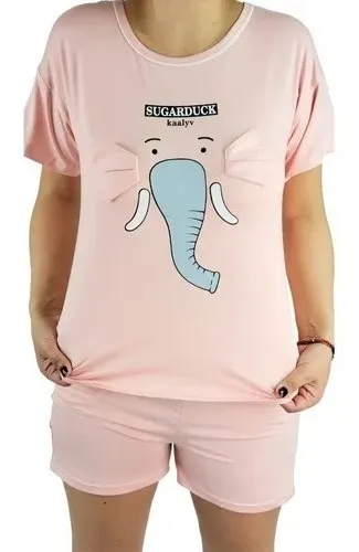 PIJAMA MUJER VERANO ELEFANTE POLERA Y SHORT. 552 - 2
