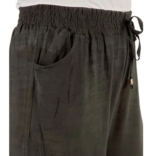 PANTALON LINO MUJER. PALAZZO ALGODÓN CINTURA ELASTICADA. 462 - 3