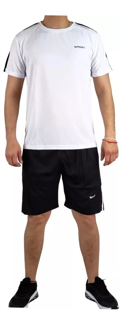 CONJUNTO DEPORTIVO HOMBRE SHORT POLERA EQUIPOS COLORES FUTBOL 001 - 1