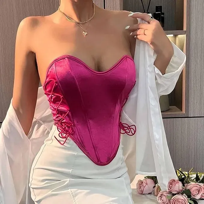 CORSET TOP SATINADO AJUSTABLE, REALZA BUSTO Y CINTURA. SEXY 005 - 3