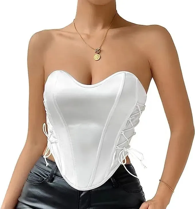 CORSET TOP SATINADO AJUSTABLE, REALZA BUSTO Y CINTURA. SEXY 005 - 4