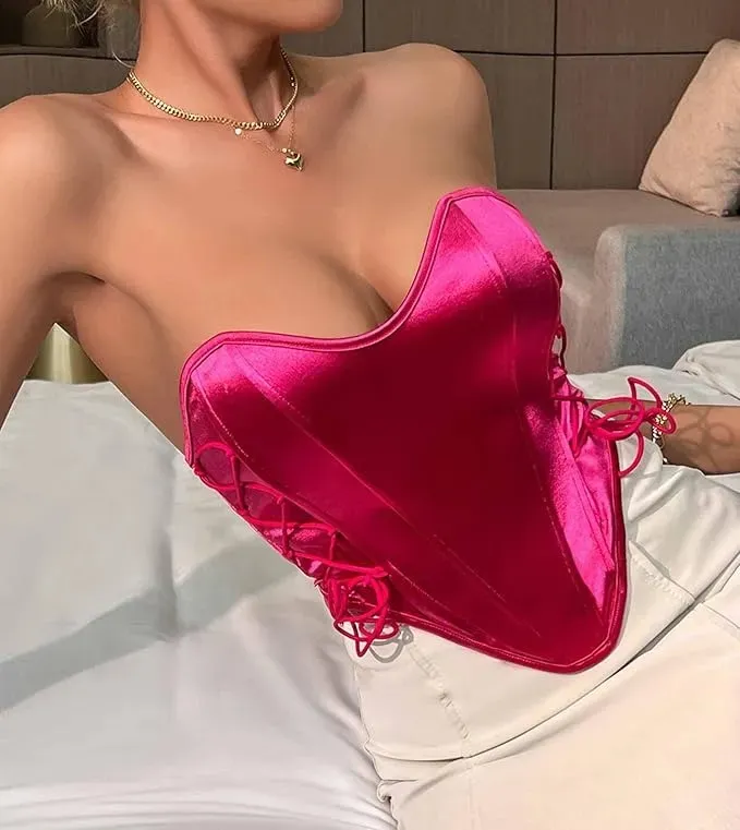 CORSET TOP SATINADO AJUSTABLE, REALZA BUSTO Y CINTURA. SEXY 005 - 4