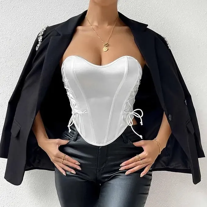 CORSET TOP SATINADO AJUSTABLE, REALZA BUSTO Y CINTURA. SEXY 005 - 5