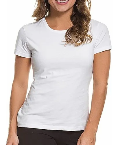 POLERA MUJER MANGA CORTA ALGODON PARA ESTAMPAR TALLAS COLORES - 1