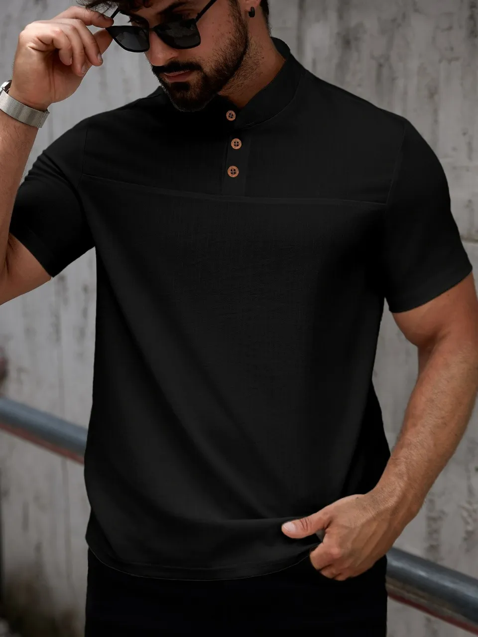CAMISA HOMBRE CUELLO MAO SIMIL LINO ELEGANTE Y LIGERA 0274 - 3