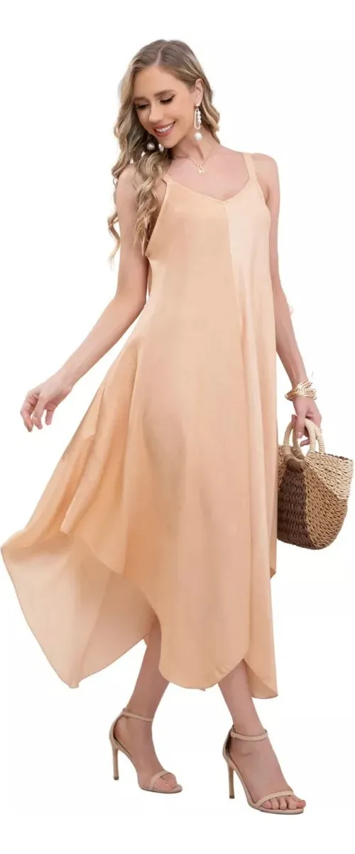 VESTIDO LARGO ASIMETRICO VERANO, MAXI VESTIDO. PREMIUM 305 - 1