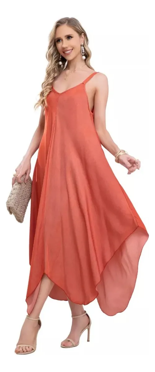 VESTIDO LARGO ASIMETRICO VERANO, MAXI VESTIDO. PREMIUM 305 - 1